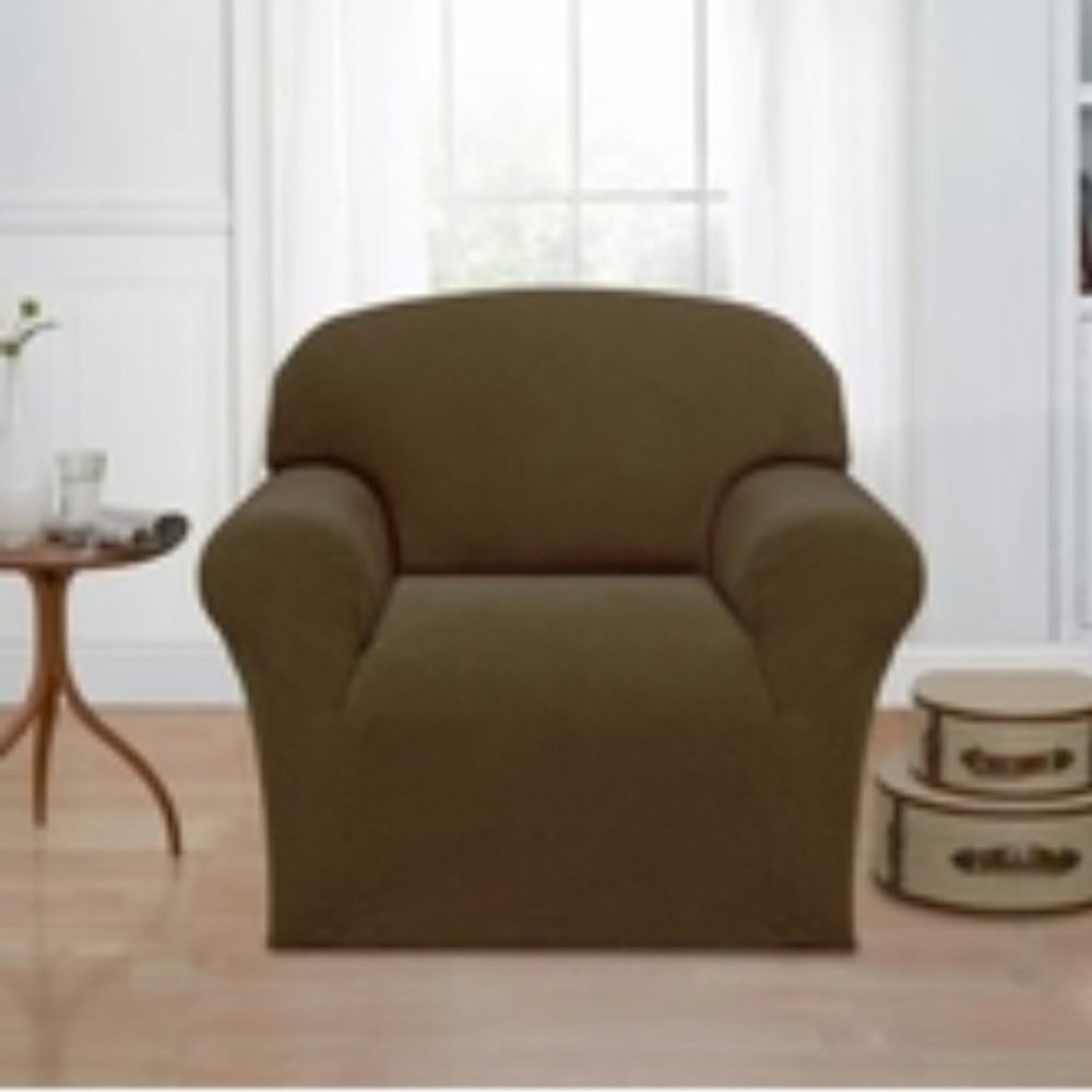 MADISON STRETCH SUEDE OLIVE GREEN CHAIR SLIPCOVER